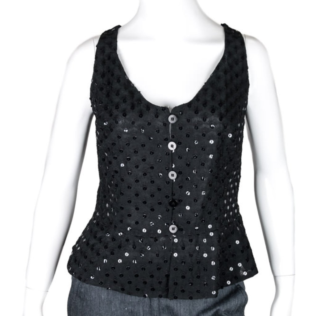 Vintage Giorgio Armani Black Sequin Tank Glam Minimalist Quiet Luxury